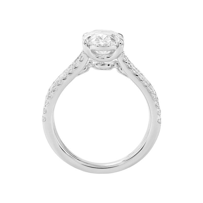 Oval Lab Grown Diamond 4ctw. Three Row Engagement Ring in 14k White Gold image number null
